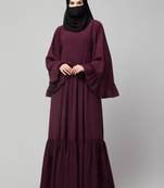 Wine Designer Abaya With Frills