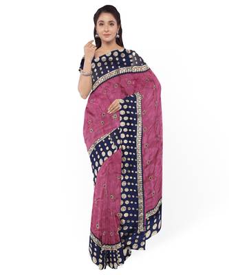 Pink Two Tone Silk Blend Bangalory Silk Women's Saree With Blouse Piece 1