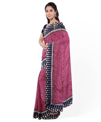 Pink Two Tone Silk Blend Bangalory Silk Women's Saree With Blouse Piece 3