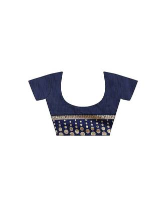 Dark Blue Two Tone Silk Blend Bangalory Silk Women's Saree With Blouse Piece 4