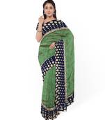 Green Two Tone Silk Blend Bangalory Silk Women's Saree With Blouse Piece