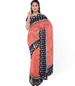Peach Two Tone Silk Blend Bangalory Silk Women's Saree With Blouse Piece