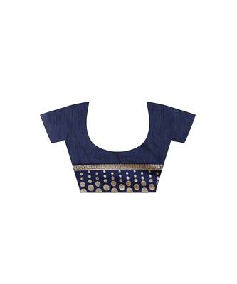 Navy Blue Two Tone Silk Blend Bangalory Silk Women's Saree With Blouse Piece 4