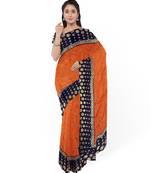 Orange Two Tone Silk Blend Bangalory Silk Women's Saree With Blouse Piece