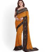 Orange Silk Blend Two Tone Bangalory Silk Women's Saree With Blouse