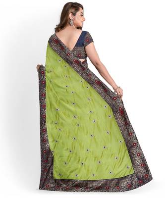 Light Green Silk Blend Two Tone Bangalory Silk Women's Saree With Blouse 2