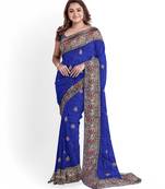 Blue Silk Blend Two Tone Bangalory Silk Women's Saree With Blouse