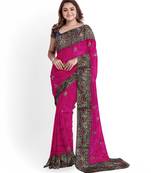Dark Pink Silk Blend Two Tone Bangalory Silk Women's Saree With Blouse