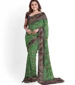 Green Silk Blend Two Tone Bangalory Silk Women's Saree With Blouse