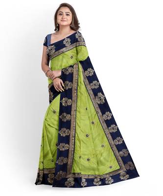 Pink Bangalory Sana Silk Two Tone Women's Saree With Blouse 3