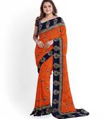 Orange Bangalory Sana Silk Two Tone Women's Saree With Blouse