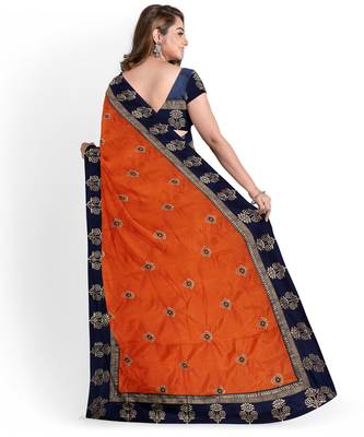 Orange Bangalory Sana Silk Two Tone Women's Saree With Blouse 2