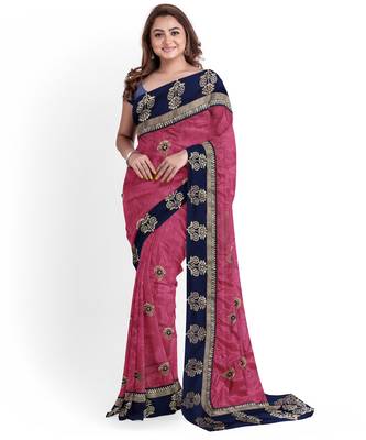 Pink Bangalory Sana Silk Two Tone Women's Saree With Blouse 1
