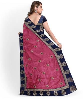 Pink Bangalory Sana Silk Two Tone Women's Saree With Blouse 2