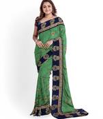 Green Bangalory Sana Silk Two Tone Women's Saree With Blouse