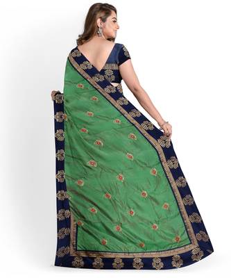 Green Bangalory Sana Silk Two Tone Women's Saree With Blouse 2