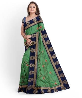 Green Bangalory Sana Silk Two Tone Women's Saree With Blouse 3
