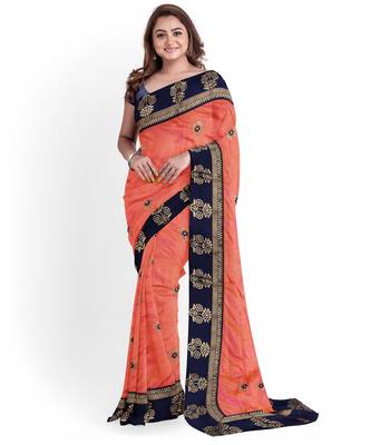 Orange Bangalory Sana Silk Two Tone Women's Saree With Blouse 1