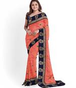 Orange Bangalory Sana Silk Two Tone Women's Saree With Blouse