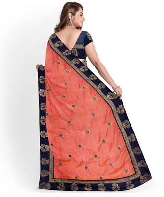 Orange Bangalory Sana Silk Two Tone Women's Saree With Blouse 2