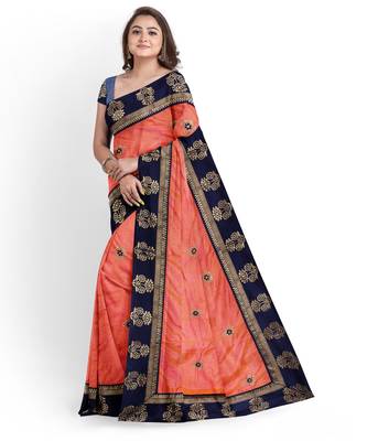 Orange Bangalory Sana Silk Two Tone Women's Saree With Blouse 3