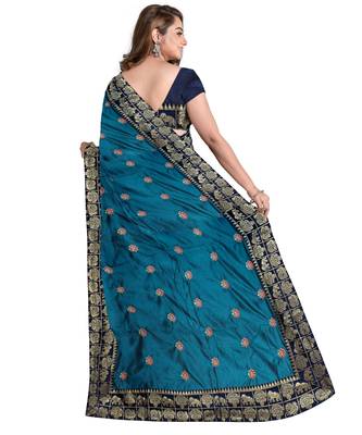 Light Blue Bangalory Sana Silk Two Tone Women's Saree With Blouse 2