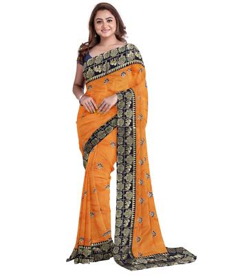 Light Yellow Bangalory Sana Silk Two Tone Women's Saree With Blouse 1