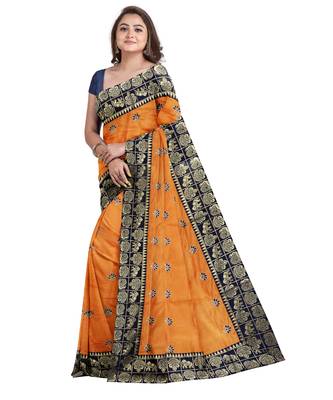 Light Yellow Bangalory Sana Silk Two Tone Women's Saree With Blouse 3