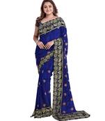 Dark Blue Bangalory Sana Silk Two Tone Women's Saree With Blouse