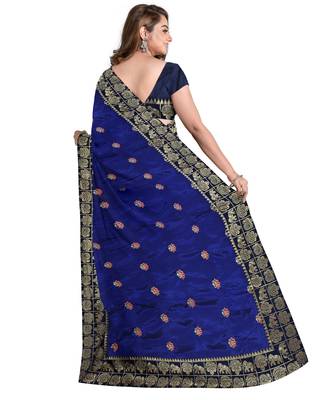 Dark Blue Bangalory Sana Silk Two Tone Women's Saree With Blouse 2
