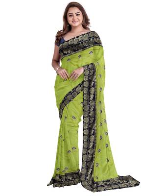Light Green Bangalory Sana Silk Two Tone Women's Saree With Blouse 1
