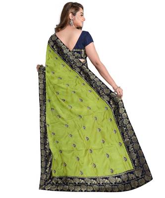 Light Green Bangalory Sana Silk Two Tone Women's Saree With Blouse 2