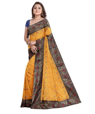 Orange Two Tone Bangalory Sana Silk Women's Saree With Blouse 3