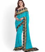 Sky Blue Two Tone Bangalory Sana Silk Women's Saree With Blouse