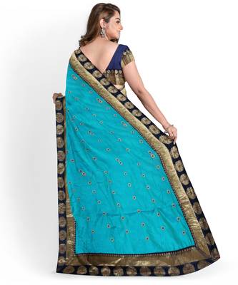 Sky Blue Two Tone Bangalory Sana Silk Women's Saree With Blouse 2
