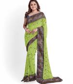 Green Two Tone Bangalory Sana Silk Women's Saree With Blouse