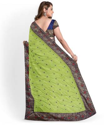 Green Two Tone Bangalory Sana Silk Women's Saree With Blouse 2