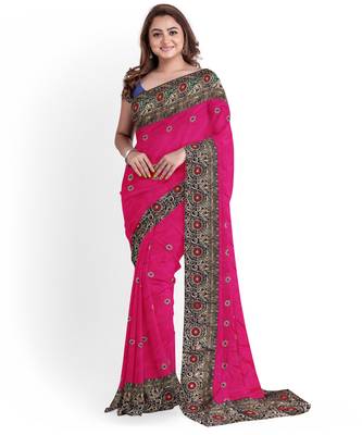 Pink Two Tone Bangalory Sana Silk Women's Saree With Blouse 1