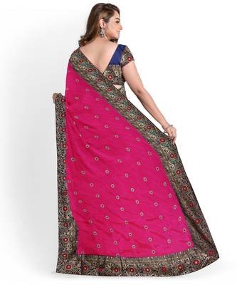 Pink Two Tone Bangalory Sana Silk Women's Saree With Blouse 2