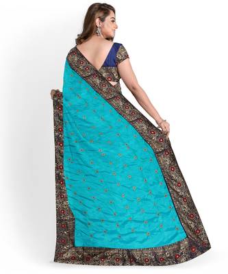 Light Blue Two Tone Bangalory Sana Silk Women's Saree With Blouse 2