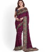 Maroon Two Tone Bangalory Sana Silk Women's Saree With Blouse