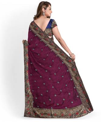 Maroon Two Tone Bangalory Sana Silk Women's Saree With Blouse 2