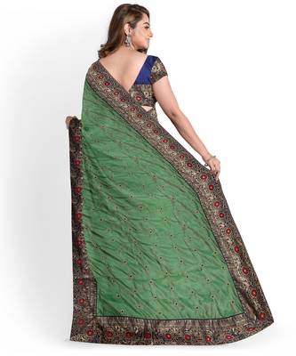 Green Two Tone Bangalory Sana Silk Women's Saree With Blouse 2