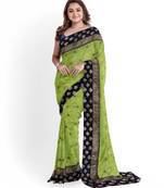 Light Green Silk Blend Women's Saree With Blouse Piece