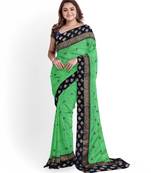 Green Silk Blend Women's Saree With Blouse Piece