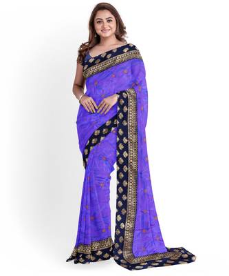 Light Purple Silk Blend Women's Saree With Blouse Piece 1