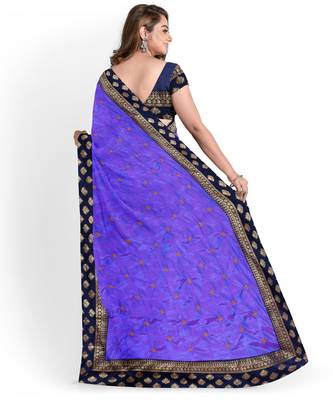 Light Purple Silk Blend Women's Saree With Blouse Piece 2