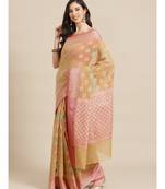 beige silk cotton   saree with blouse