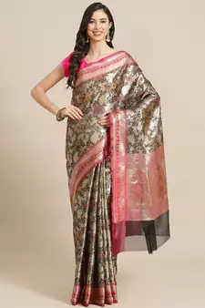 black banarasi brocade   saree with blouse