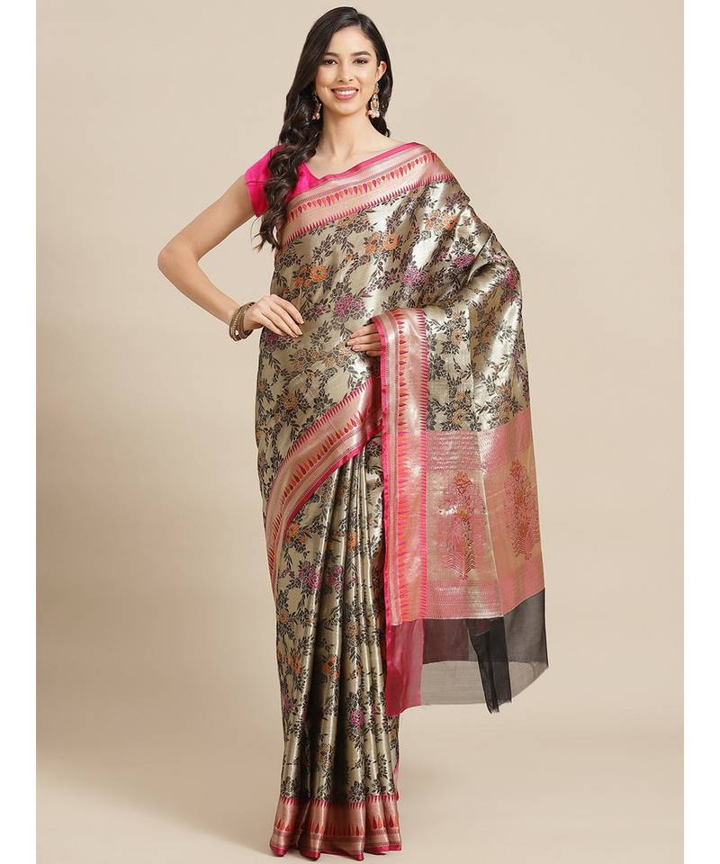 black banarasi brocade   saree with blouse